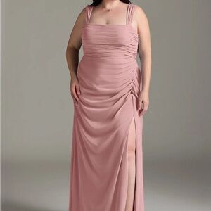Azazie Blush Pink Ruched Wedding Dress